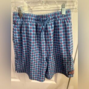 Vineyard Vines Blue Swim Shorts with Red Dot Pattern